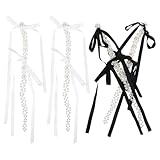 BESTonZON Pendientes Colgantes para Fiesta Lazo en Capas de 9,8 Pulgadas, Borlas Largas de Perlas en Color Negro y Claro, 2 Pares para Mujer y Niña, Joyería Bohemia Elegante para