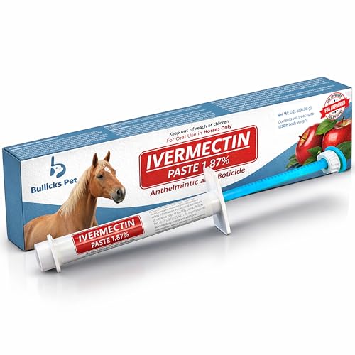 Bullicks Pet Ivermectin Horse Paste 1.87% Dewormer â€“ Apple Flavored Anthelmintic, Broad-Spectrum Parasite Control for Horses up to 1,250 lbs