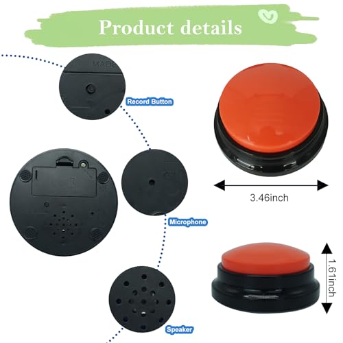 Gelabur Set of 4 Dog Buttons for Communication, Voice Recordable Buttons for Classroom, Dog Training Talking Buttons Starter Set, Pet Easy Speaking Buttons Tools #5