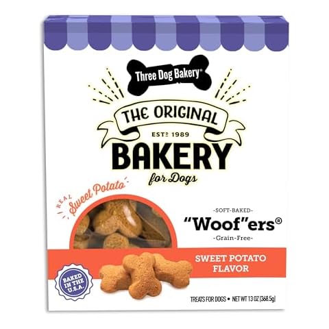 Three Dog Bakery Grain Free Wafers Baked Dog Treats, Sweet Potato, 13 oz Cover