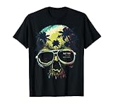 Damen und Herren Totenkopf Motiv, Farbenfroh mit Palmen