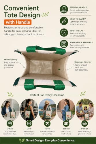 Image of DOUBLE R BAGS Tote Travel Canvas Water Bottle Bag Carrier - (Off-White, 12 x 6 x 3 cm) Pack of 6