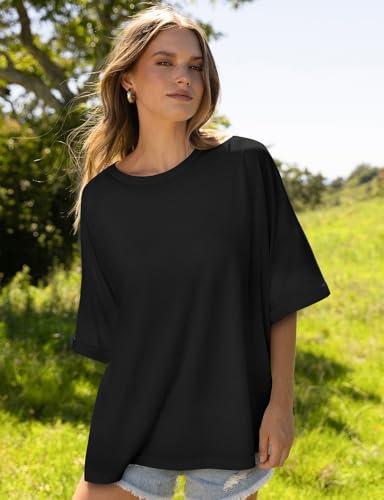 UEU Women Oversized T-Shirt Summer Casual Loose Fit Short Sleeve Basic Tops Workout Gym Tee Shirt2