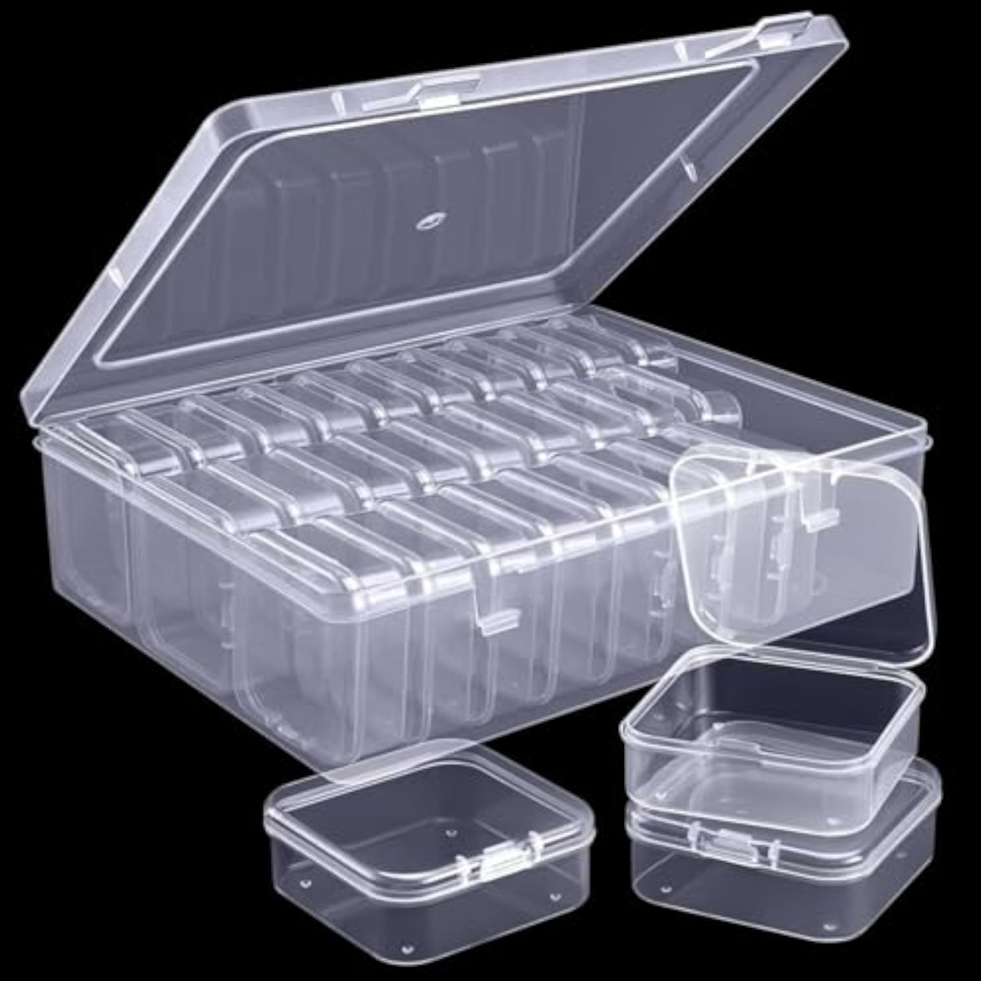 12 Pcs Clear Plastic Storage Box Set