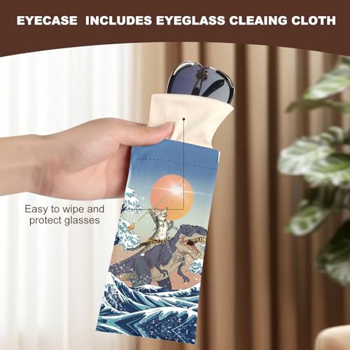 Image of Anikathy 2Pcs Sunglass Eyeglass Glasses Case Soft PU Leather with Cleaning Cloth Cute Glasses Pouch Bag for Men Women Girs