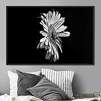 Framed Canvas Wall Art Black and White Flower Canvas Prints Home Artwork Decoration for Living Room,Bedroom - 16x24 inches