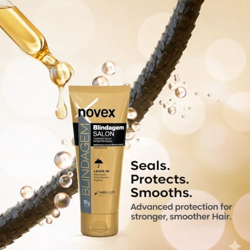Novex Tratamiento Capilar Protector Térmico Salon Blindagem Sin Enjuague, Acondiciona y Ayuda a Proteger Contra la Humedad Excesiva, Adecuado para Cabello Dañado, Teñido o Tratado Químicamente 90 g - imagen 6
