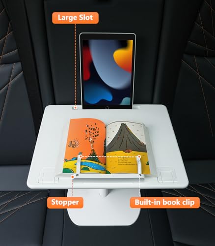 Image of Car Desk for Laptop Tablet iPad Book for Driver Passenger Seat | Detachable Angle Adjustable Car Seat Tray Table, Portable Laptop Stand for Car Vehicle Camping Travel, Easy Operation