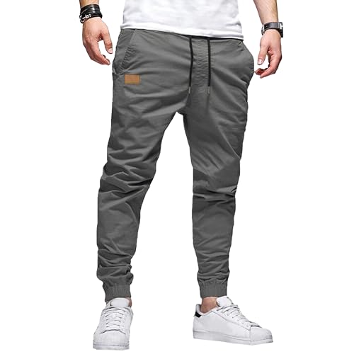 Lightweight Twill Jogger Pants Men Casual Cotton Chino Cargo Sweatpants Outdoor Hiking Athletic Track Trousers