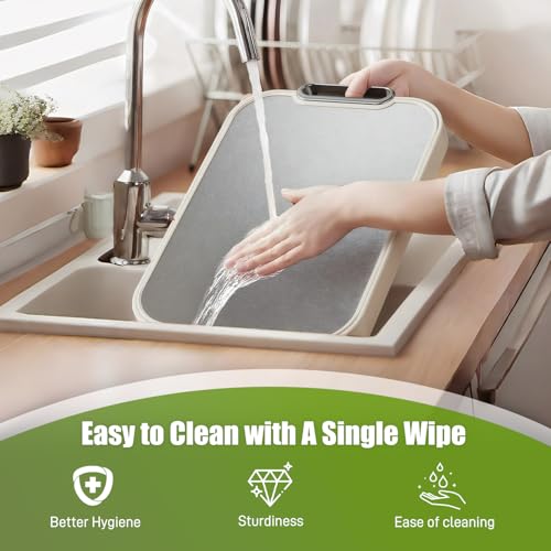 Image of Titanium Cutting Board for Kitchen Double Sided Pure Titanium Chopping Board, 100% Pure Titanium & Wheat Straw PP Food Grade Metal Cutting Board, Non-Slip Durable Easy to Clean (Large)