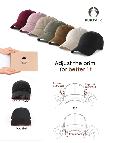 Image of FURTALK Unisex Vintage Washed Unstructured Baseball Cap Washed Cotton Adjustable Dad Hat