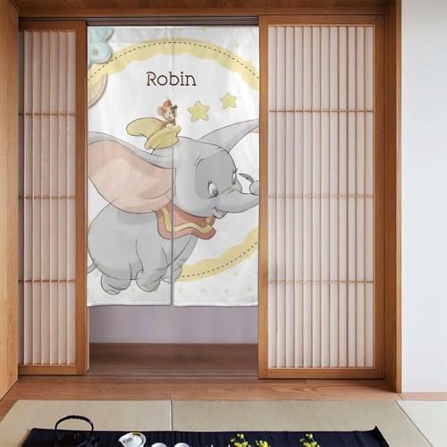 ダンボ アニメ 間仕切り のれん ロングカーテン 四季兼用 暖簾 和風 おしゃれ 遮光のれん 幅86丈143cm ni209