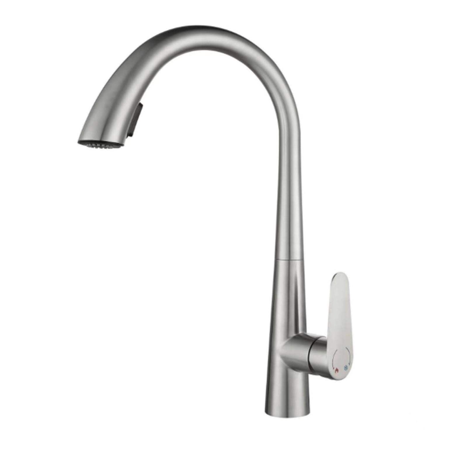 Grifo de cocina extraíble negro cepillado de acero inoxidable con monomando frío y calor G3/8