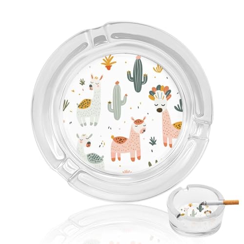 Joli cendrier en verre Llma-3, cendrier rond en cristal pour cigarettes, petit cendrier en verre portable, cendrier moderne décoratif pour patio, maison, bureau, intérieur/extérieur