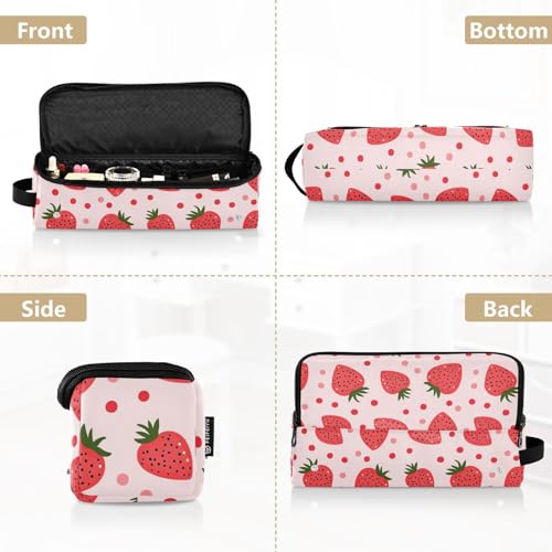 Bolsa de viaje resistente al calor Red Strawberries Marble para planchas, rizadores y accesorios de cuidado del cabello, organizador portátil miniatura 5
