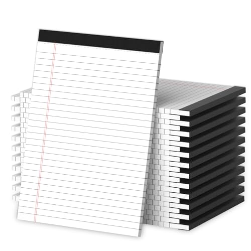 PINJINGPRO 24 Pack White Note Pads 8.5x11, Wide Ruled Legal Pads 8.5 x 11 Writing Pad, Micro Perforated Notepad 8.5'' x 11'' Lined Paper Pads, Thickness Paper with Strong Cardboard, 30 Sheets per Pad