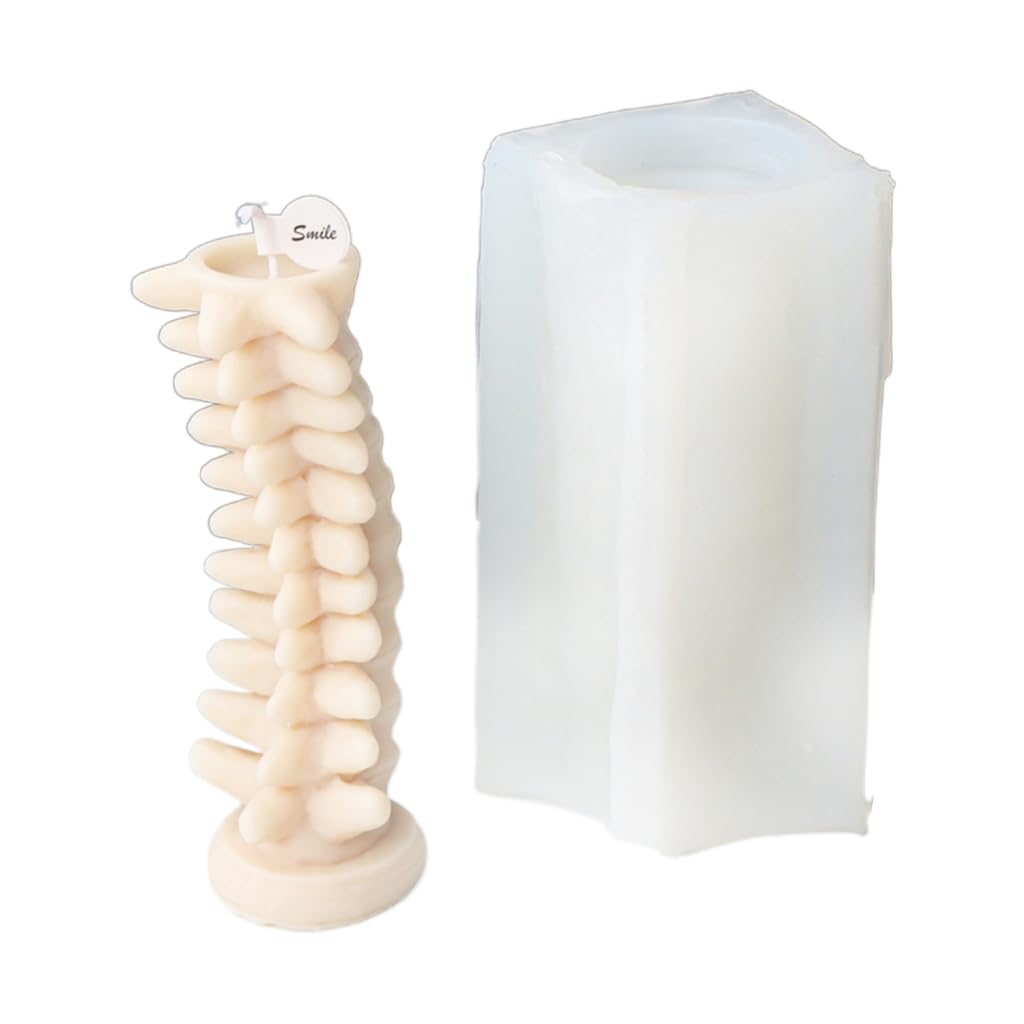 xbiez Halloween Skull Epoxy Resin Mold Non-Stick Scented Candle Silicone Mold DIY Plasters Crafts Table Ornament Tool Durable, 11 vertebrae