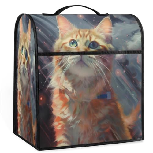 Coffee Maker Cover Galaxy Cat Kitchen Appliance Covers Small Appliance Covers Blender Cover Juicer Cover Dust Covers for Kitchen Appliances with Top Handle and Pockets,Washable,C229