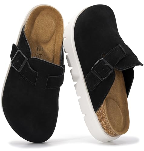 Image of Project Cloud 100% Genuine Leather Platform Clogs for Women Footwear - Memory Foam Arch Support Cork Footbed Casual Shoes & Mules for Women 2026 (Benton Chunky)