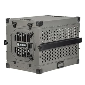 ROCK CREEK CRATES Collapsible Dog Crate: Meticulously Engineered, Durable Aluminum Construction, Non Slip Feet | 10 Year Warranty | Ideal for Indoor & Vehicle Use (Gray, 30 Inch)