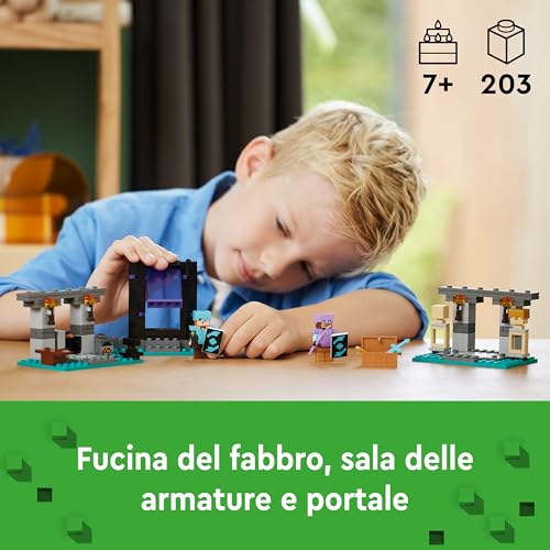 Minecraft L'Armeria Giocattolo - Include un Portale del Nether e i Personaggi di Alex e del Fabbro con Ascia d'Oro, Spade e Scudi - Regalo per Gamer, Bambini e Bambine da 7 Anni in su - 21252 - Lego - Immagine 3