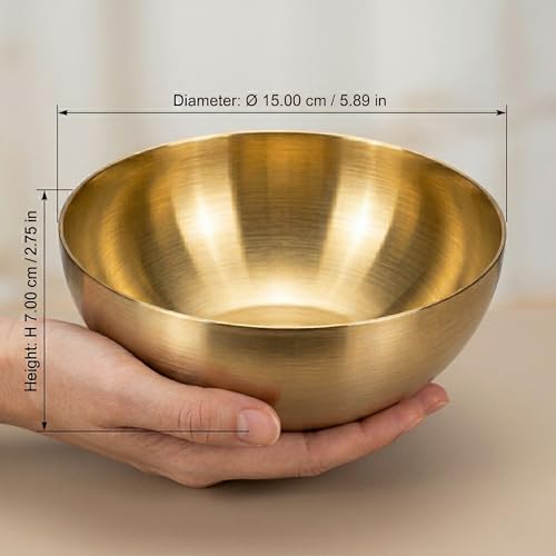 Operitacx Gold Bowl 1L Gold Fruit Bowl Small Metal Mixing Serving Container for Salad Soup Cereal Ramen Noodle Kitchen Prepping 304 Food Grade Stainless Steel (Golden) - Image 3
