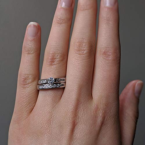 TwoBirch Vintage Bridal Set with 18k White Gold Plating Over Solid Sterling Silver with AAA+ Cubic Zirconia2