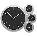 CalleaDesign - Orologio da ufficio London con fusi orari - alluminio