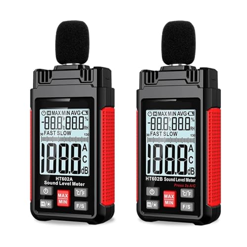 YVAAASIYC Medidor de Nivel de Sonido HT602, medidor de decibelios Profesional de 30-130dB, Instrumento de medición de Nivel de Ruido(HT602B)