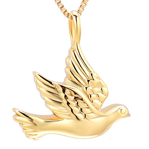 XSMZB Dove Cremation Urn Necklace for Ashes Stainless Steel Urn Jewelry Memorial Pendants for Men Women