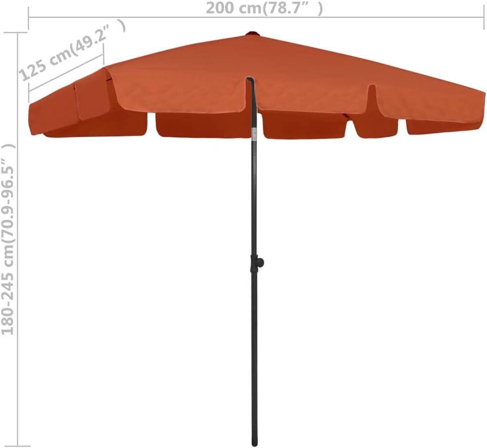 x 【Rectangular】 125 cm、UV耐性ポリエステルパティオパラソル、ガーデンパラ