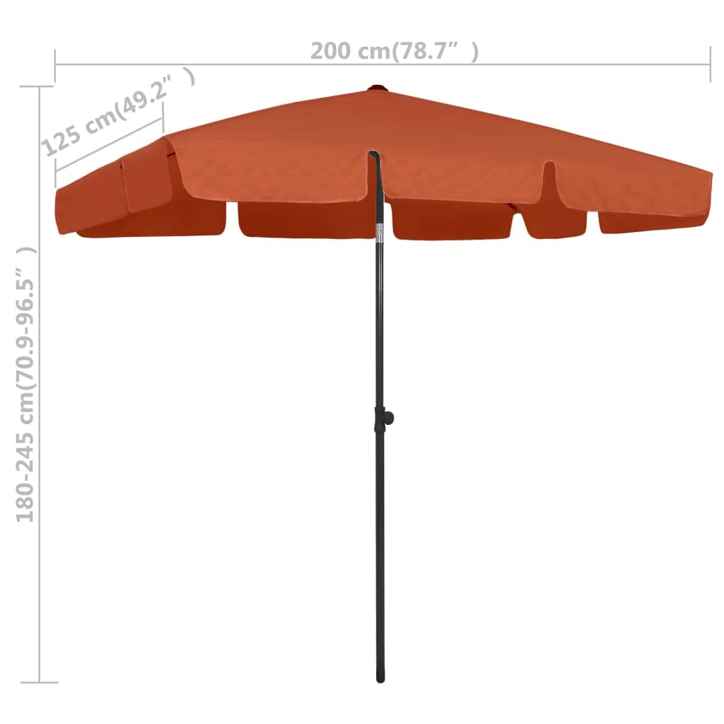 vidaXL Ombrellone da Spiaggia Terracotta 200x125 cm