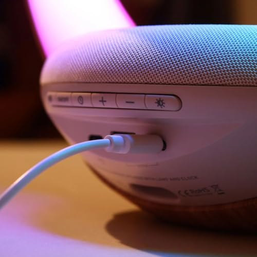 Image of Bigsmall Aura LED Lamp with Wireless Charging, Bluetooth Speaker & Digital Clock | Touch Control RGB Night Light for Bedroom, Living Room, Desk & Office