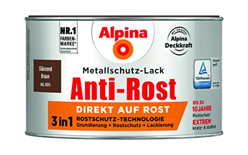 Preisvergleich Produktbild Alpina Metallschutzlack Anti-Rost Braun 300ml glänzend