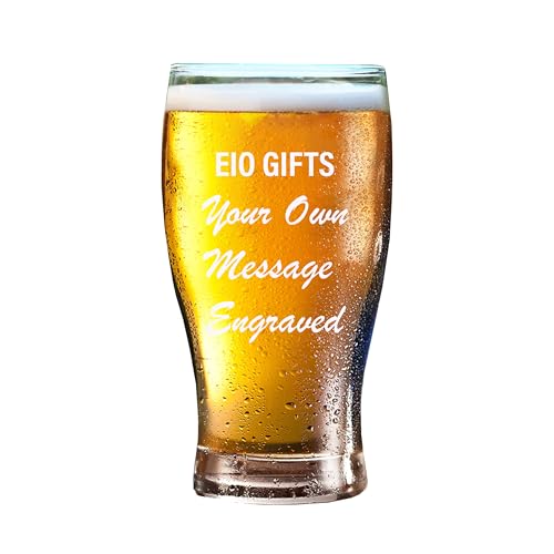 EIO Gifts Personalised Tulip Toughened 570ml Pint Glass - Engraved with Your Custom Text