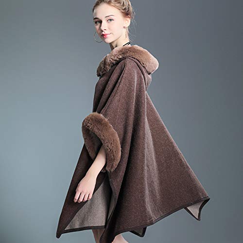 Mujer Invierno Poncho Poncho Con Capucha De Invierno Para Mujer Capa Con Cuello De Piel Chal De Piel Sintética Cálido Para Invierno Estola De Moda Cárdigans De Gran Tamaño Abrigo De L