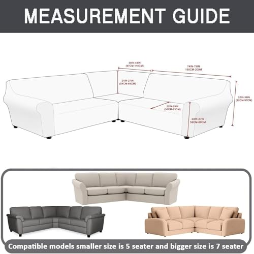 Housse de canapé imperméable grand canapé d'angle noir 7 places extensible - 7