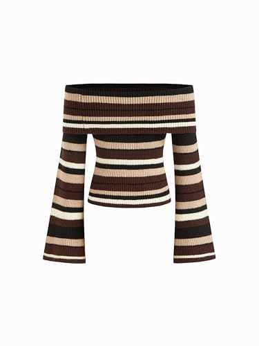 Image of CIDER Off The Shoulder Tops for Women Long Sleeve Going Out Y2K Tops Knit Pullover Fall Outfits Trendy