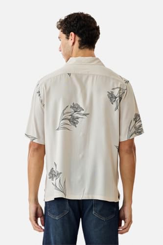 Image of SNITCH Men Casual Shirt | Box Fit Short Sleeve Cuban Collar Floral All-Over Print Design | Premium 100% Viscose & Lightweight Fabric for Summer, Vacation & Beach Wear