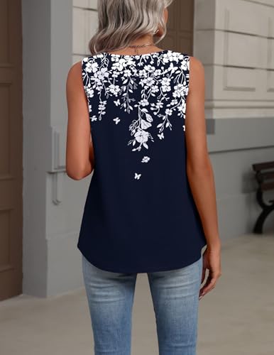 Image of Zeagoo Womens Tank Tops Summer Sleeveless Loose Fit Tops V Neck Pleated Shirts Basic Tees Dressy Casual Trendy Clothes