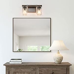 classy leaves Bathroom Light Fixtures, 2-Light Mason Jar Vanity Lights, Farmhouse Rustic Bathroom Vanity Light with Faux Wood Finish(13.8’’L × 5.9’’W × 7.3’’H), Brown classy leaves Bathroom Light Fixtures 2 Light Mason Jar Vanity Lights Farmhouse Rustic Bathroom Vanity Light with Faux Wood Finish138L–59W–73H Brown