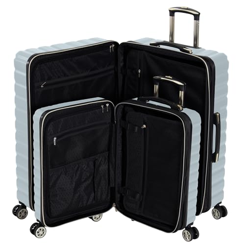 Image of Kenneth Cole REACTION Madison Square Lightweight Hardside Chevron Expandable Spinner Luggage, Slate, 2-Piece Set (20 inch & 28 inch), Kenneth Cole Reaction Women's Madison Square Hardside Chevron Expandable