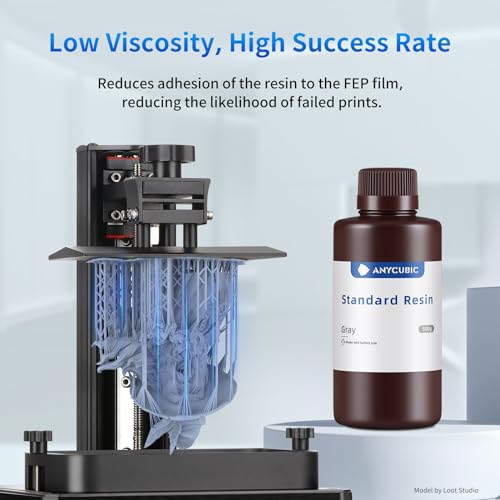 Image of ANYCUBIC 3D Printer Resin, 405nm SLA UV-Curing Resin with High Precision and Quick Curing & Excellent Fluidity for LCD 3D Printing (Grey, 500g)