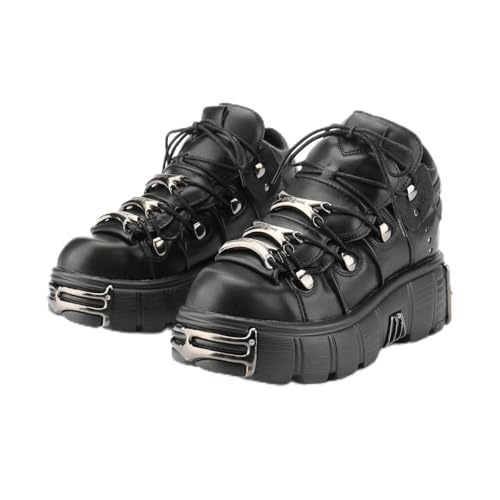 Punk Style Thick Sole Women and Men Shoes Gothic Metal Platform 6cm Vintage Sneakers Shoes Low-top