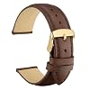 WOCCI 18mm Vintage Leather Watch Band for Men and Women, Gold Buckle (Dark Brown)
