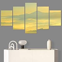 SIGNWIN 5 Panel Canvas Wall Art Orange Sunset for Home Decorations Ready to Hang - 60