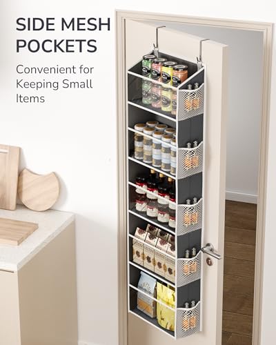 Image of ULG 1-Pack Over Door Organizer with 5 Large Pockets 10 Mesh Side Pockets, 44 lbs Weight Capacity Hanging Storage Organizer with Clear Window for Bedroom Bathroom, RV, Clear Dark Grey