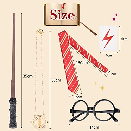Abitoncc ABITONCC-006 5Pcs Wizard Costume Accessories Set Cosplay Props Gifts Magic Wand Tie Necklace Eyeglass Frame thumb #1