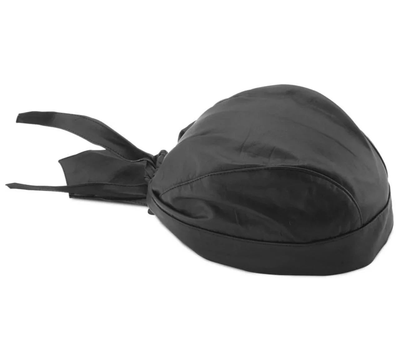 CURADOR Genuine Leather Motorcycle Bandana Du Doo Rag Head Wrap Bikers Skull Cap