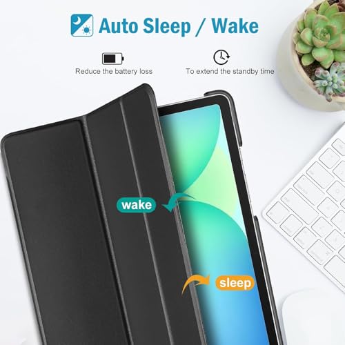 Image of TechTrendz Smart Flip Case for Samsung Galaxy Tab S10 Lite /S10 FE /S9 FE 10.9 Inch with S Pen Holder,Slim Trifold Stand Folio Hard Back Protective Cover for Galaxy Tab S10 Lite /S10 FE /S9 FE (Black)